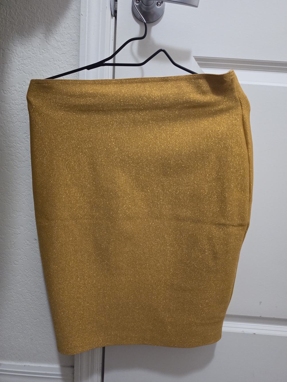 Chocolate Metallic Mustard Pencil Skirt